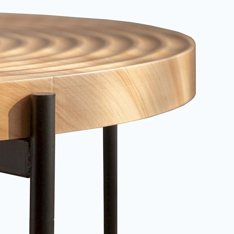 Table basse ronde avec base en métal croisée, plateau en MDF, conception KD Thread, capacité de 100 kg