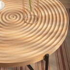 Table basse ronde avec base en métal croisée, plateau en MDF, conception KD Thread, capacité de 100 kg