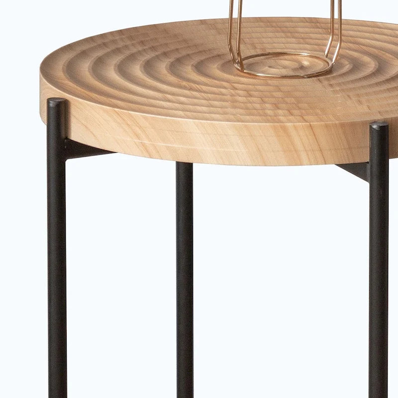 Table basse ronde avec base en métal croisée, plateau en MDF, conception KD Thread, capacité de 100 kg