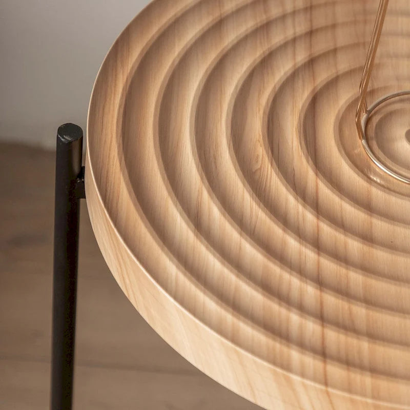 Table basse ronde avec base en métal croisée, plateau en MDF, conception KD Thread, capacité de 100 kg