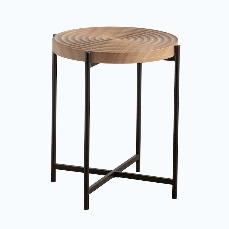 Table basse ronde avec base en métal croisée, plateau en MDF, conception KD Thread, capacité de 100 kg