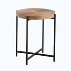 Table basse ronde avec base en métal croisée, plateau en MDF, conception KD Thread, capacité de 100 kg