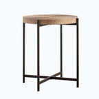 Table basse ronde avec base en métal croisée, plateau en MDF, conception KD Thread, capacité de 100 kg