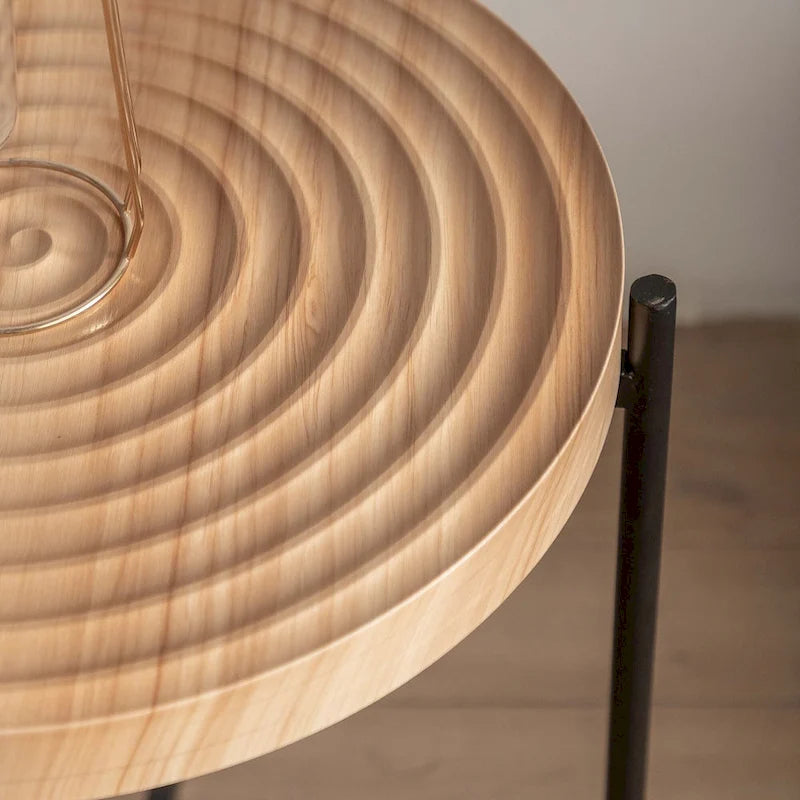 Table basse ronde avec base en métal croisée, plateau en MDF, conception KD Thread, capacité de 100 kg