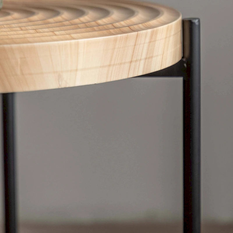 Table basse ronde avec base en métal croisée, plateau en MDF, conception KD Thread, capacité de 100 kg