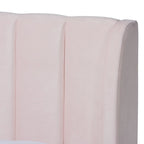 Lit plateforme capitonné en velours Glam avec tête de lit matelassée et pieds dorés