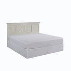 Tête de lit King size de style côtier en blanc cassé, bois massif et bois composite, finition vieillie