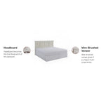 Tête de lit King size de style côtier en blanc cassé, bois massif et bois composite, finition vieillie