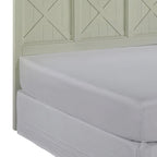 Tête de lit King size de style côtier en blanc cassé, bois massif et bois composite, finition vieillie