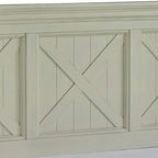 Tête de lit King size de style côtier en blanc cassé, bois massif et bois composite, finition vieillie