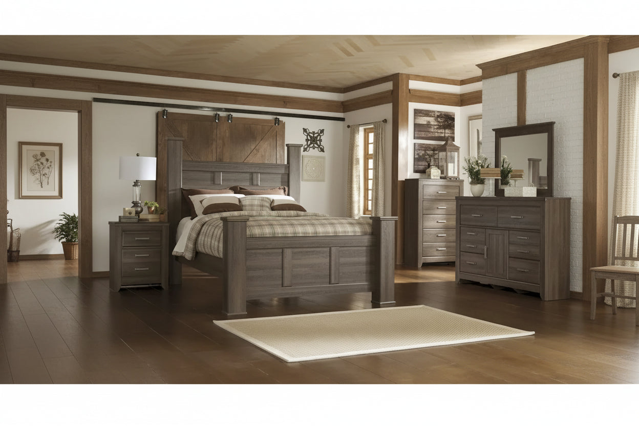 Juararo Dark Brown Poster Bed