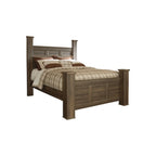 Lit à baldaquin rustique marron foncé – Style bois de grange vintage, bois manufacturé