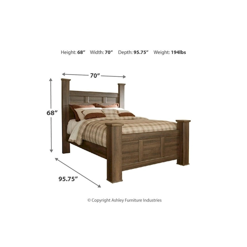 Lit à baldaquin rustique marron foncé – Style bois de grange vintage, bois manufacturé