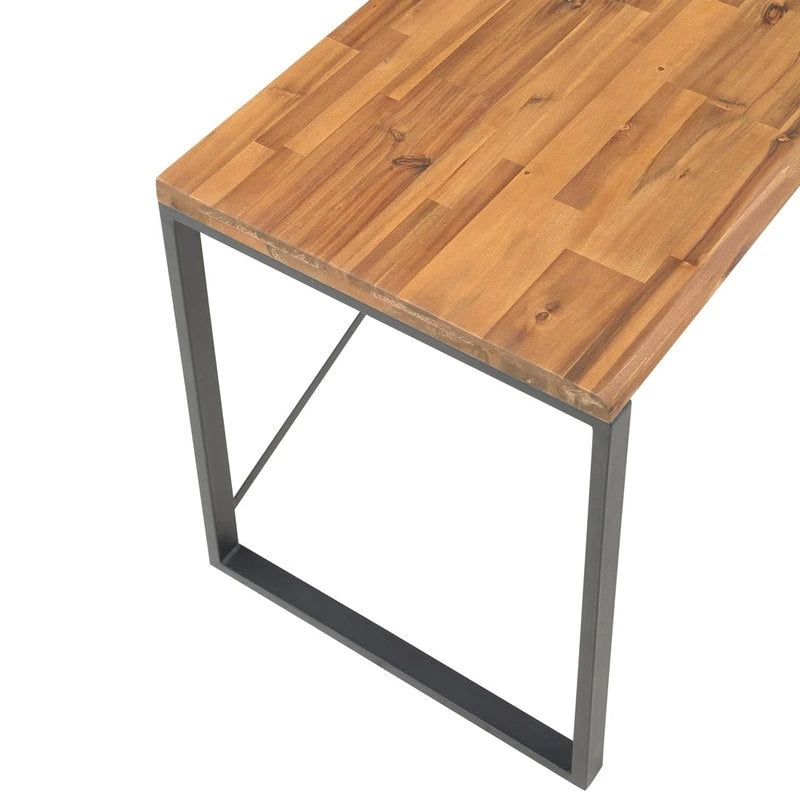 Bureau industriel en bois d'acacia massif avec cadre en acier en X