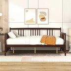 Lit Plateforme 10 pouces Mid-Century, en bois massif et supports métalliques, brun rustique