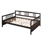 Lit Plateforme 10 pouces Mid-Century, en bois massif et supports métalliques, brun rustique