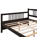 Lit Plateforme 10 pouces Mid-Century, en bois massif et supports métalliques, brun rustique