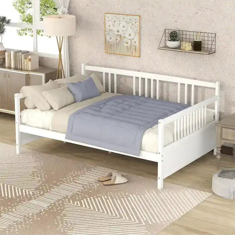 Lit Plateforme 10 pouces Mid-Century, en bois massif et supports métalliques, brun rustique