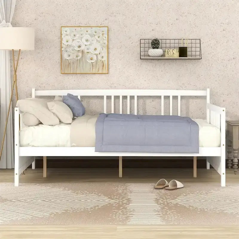 Lit Plateforme 10 pouces Mid-Century, en bois massif et supports métalliques, brun rustique