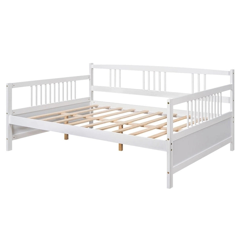 Lit Plateforme 10 pouces Mid-Century, en bois massif et supports métalliques, brun rustique