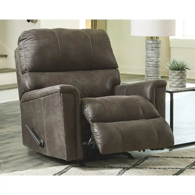 Fauteuil inclinable à bascule en faux cuir marron, style moderne et contemporain, 42Hx39Wx41D po