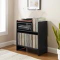 Meuble tourne-disque avec rangement à feuillets, peut contenir 200 disques, style Mid-Century