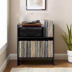 Meuble tourne-disque avec rangement à feuillets, peut contenir 200 disques, style Mid-Century