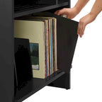 Meuble tourne-disque avec rangement à feuillets, peut contenir 200 disques, style Mid-Century