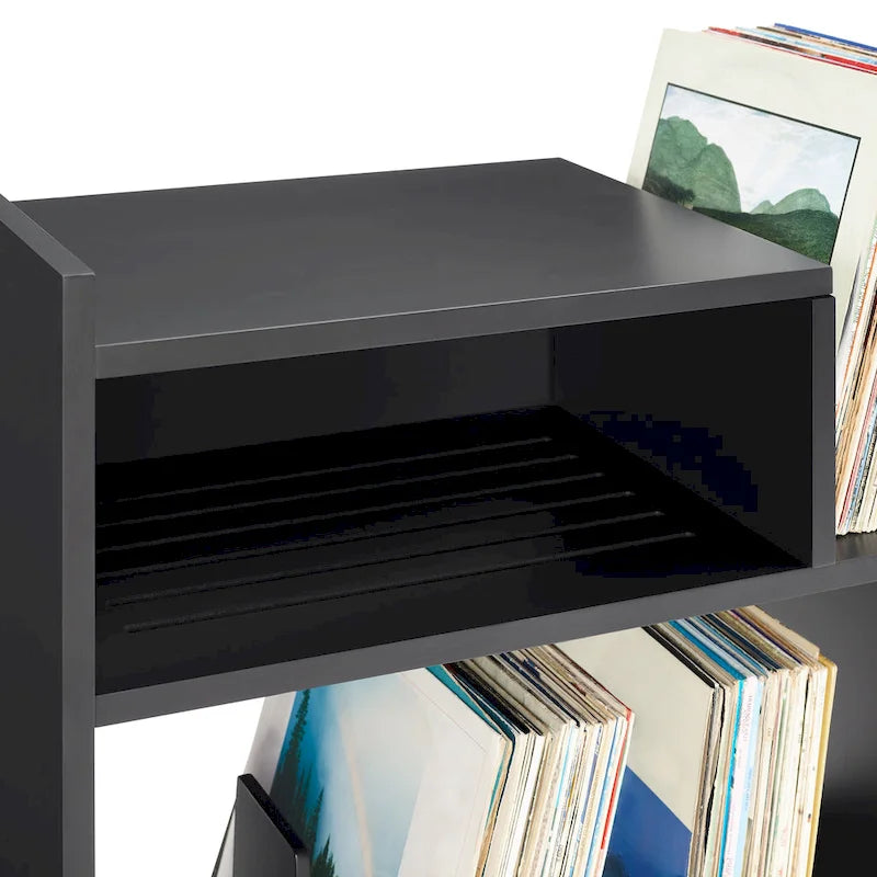 Meuble tourne-disque avec rangement à feuillets, peut contenir 200 disques, style Mid-Century