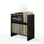 Meuble tourne-disque avec rangement à feuillets, peut contenir 200 disques, style Mid-Century