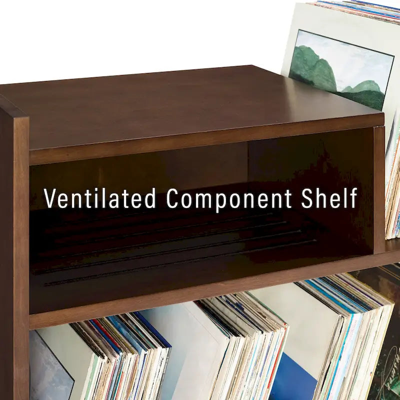 Meuble tourne-disque avec rangement à feuillets, peut contenir 200 disques, style Mid-Century