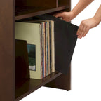 Meuble tourne-disque avec rangement à feuillets, peut contenir 200 disques, style Mid-Century