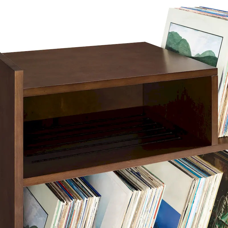 Meuble tourne-disque avec rangement à feuillets, peut contenir 200 disques, style Mid-Century