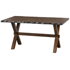 Ensemble de salle à manger de style ferme 6 pièces en bois d'hévéa massif avec banc, fini noyer, style à bords naturels