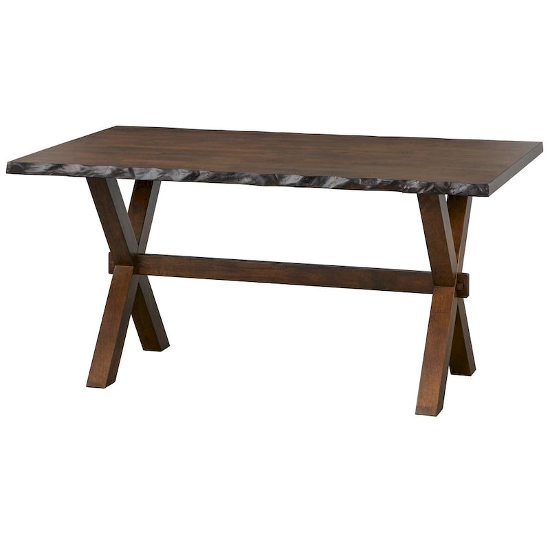 Ensemble de salle à manger de style ferme 6 pièces en bois d'hévéa massif avec banc, fini noyer, style à bords naturels