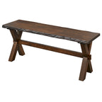 Ensemble de salle à manger de style ferme 6 pièces en bois d'hévéa massif avec banc, fini noyer, style à bords naturels