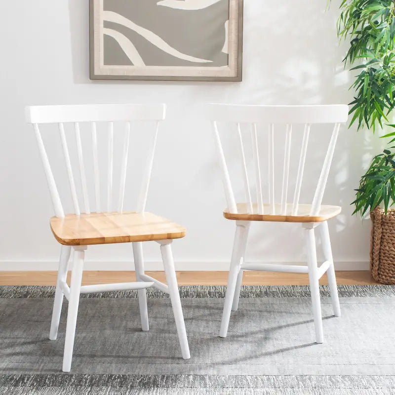Lot de 2 chaises de salle à manger Spindle Farmhouse, en bois d'hévéa, 51x51x84 cm
