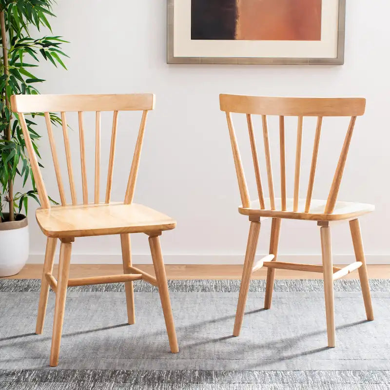 Lot de 2 chaises de salle à manger Spindle Farmhouse, en bois d'hévéa, 51x51x84 cm