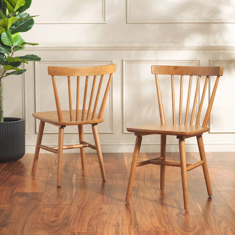 Lot de 2 chaises de salle à manger Spindle Farmhouse, en bois d'hévéa, 51x51x84 cm
