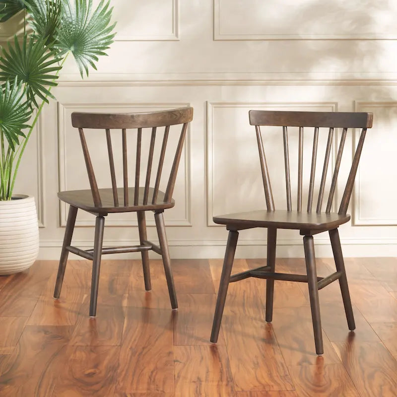 Lot de 2 chaises de salle à manger Spindle Farmhouse, en bois d'hévéa, 51x51x84 cm