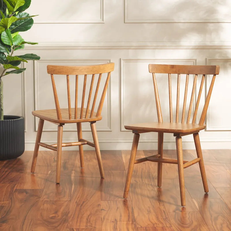 Lot de 2 chaises de salle à manger Spindle Farmhouse, en bois d'hévéa, 51x51x84 cm