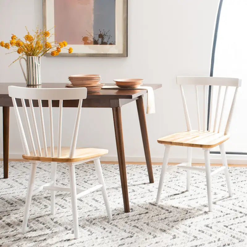 Lot de 2 chaises de salle à manger Spindle Farmhouse, en bois d'hévéa, 51x51x84 cm