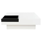 Table basse laquée blanche de style Mid-Century avec plateau noir, 89x89x30 cm