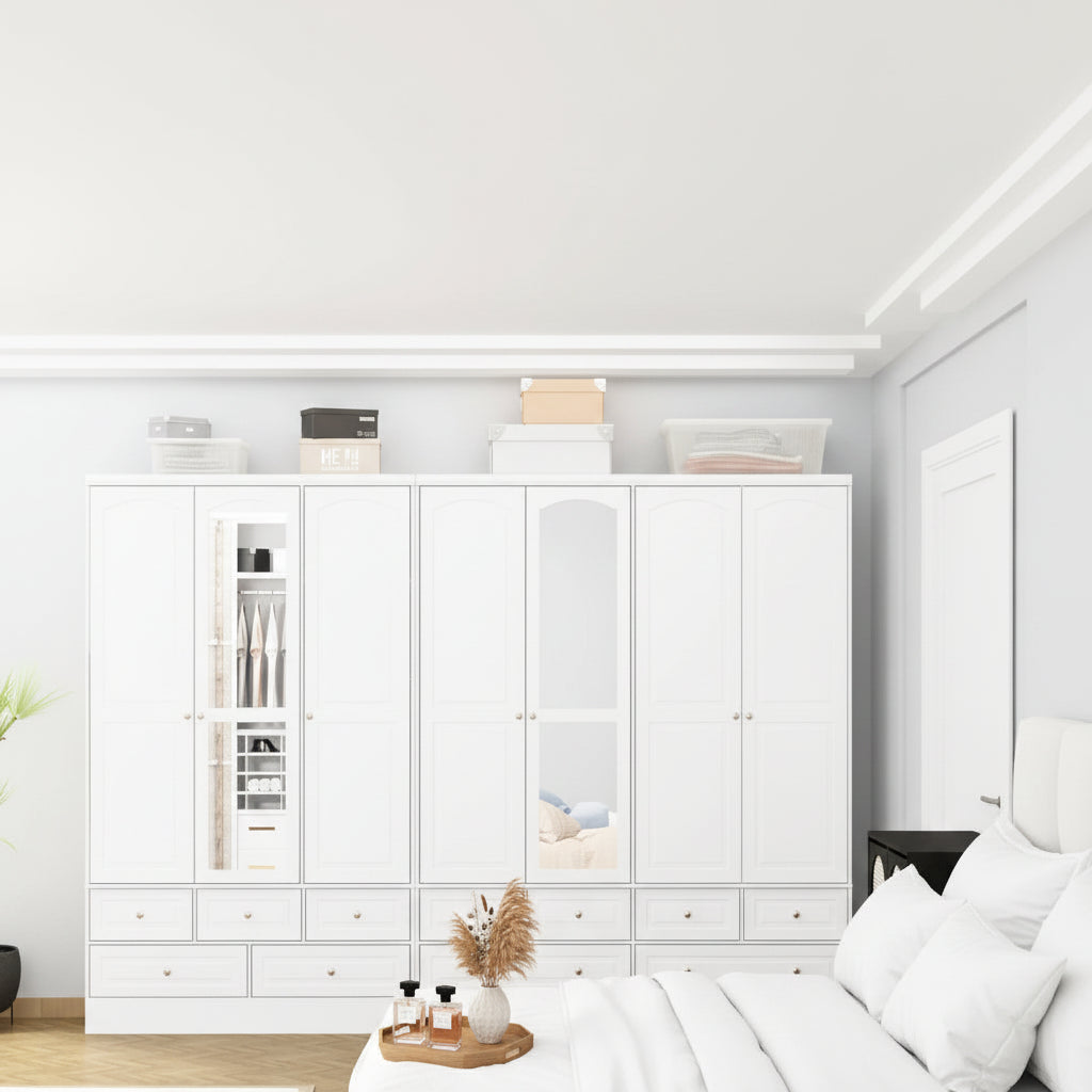 78.7H Combo Twin Wardrobe Set Elegance Meets Utility Armoires Closet