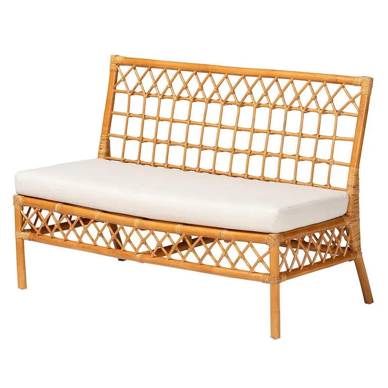 Banc de salle à manger en rotin miel style bohème moderne – Fabriqué à la main en Indonésie