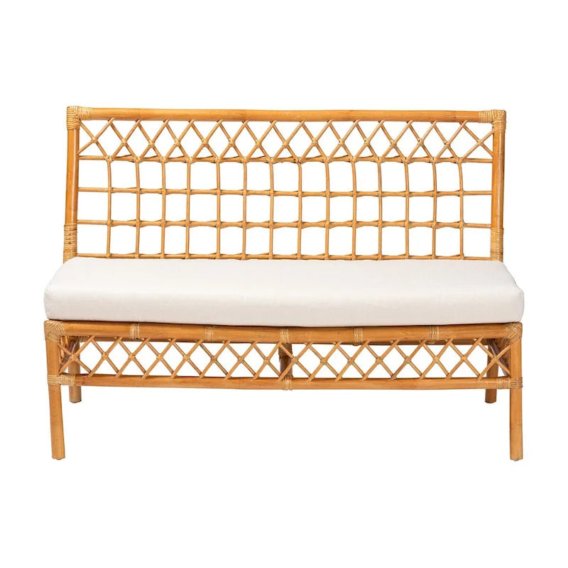 Banc de salle à manger en rotin miel style bohème moderne – Fabriqué à la main en Indonésie