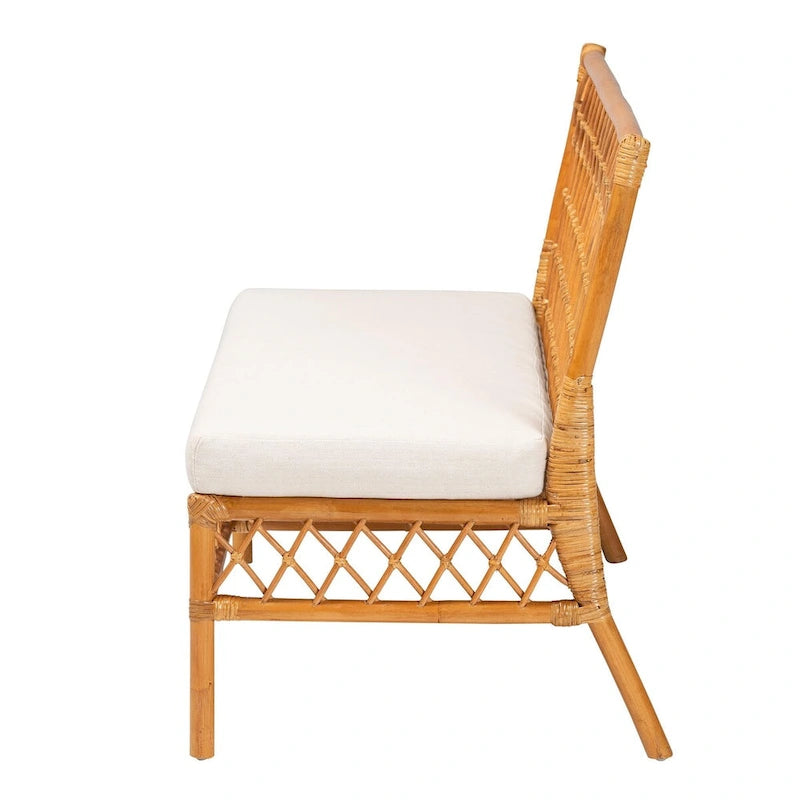 Banc de salle à manger en rotin miel style bohème moderne – Fabriqué à la main en Indonésie