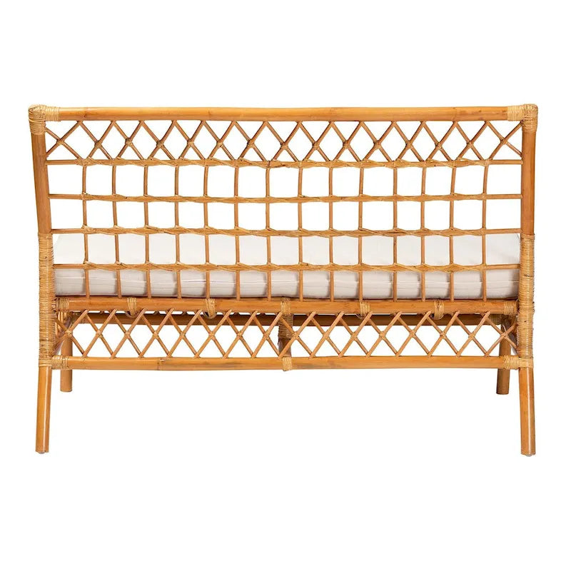 Banc de salle à manger en rotin miel style bohème moderne – Fabriqué à la main en Indonésie