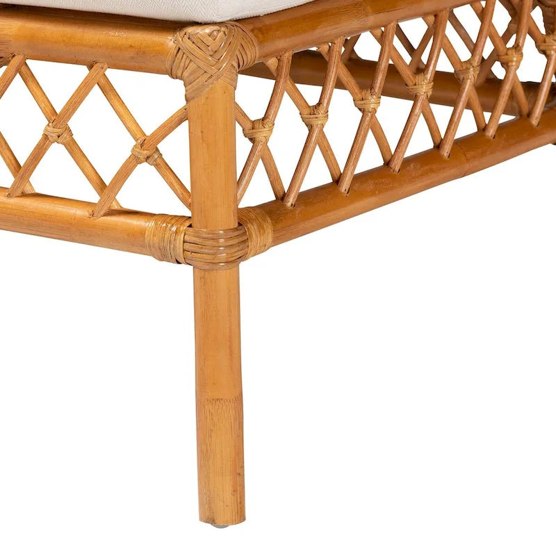Banc de salle à manger en rotin miel style bohème moderne – Fabriqué à la main en Indonésie