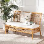 Banc de salle à manger en rotin miel style bohème moderne – Fabriqué à la main en Indonésie